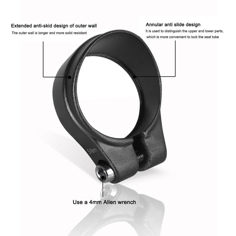 31.8mm Bicycle Saddle Seat Tube Clamp MTB Road Bike Seatpost Clamps (Black)