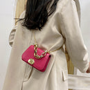 Designer Women Chain PU Leather Crossbody Bag Mini Flap Handbag (Rose Red)