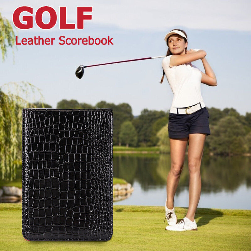 PU Crocodile Golf Leather Scorebook Golf Game Tracker Book with Pencil Hold