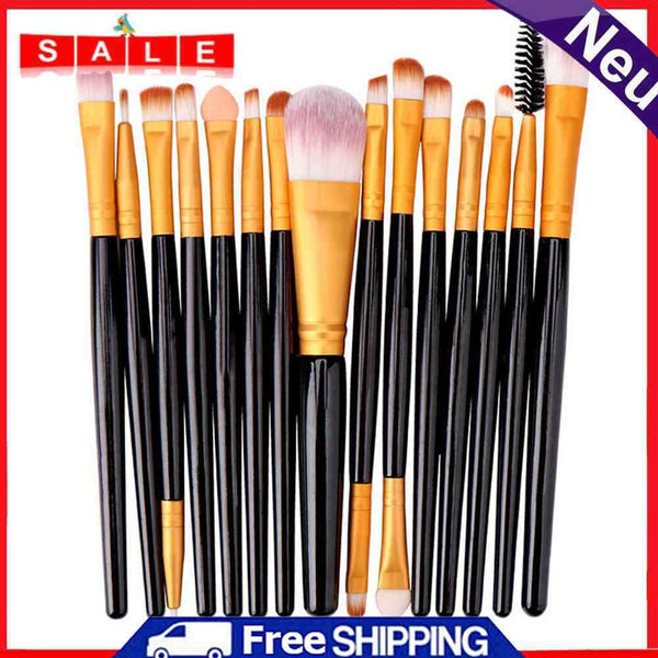 15pcs Long Rod Plastic Makeup Brushes Set Skin-friendly Versatile Cosmetic Brush