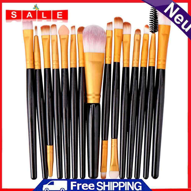 15pcs Long Rod Plastic Makeup Brushes Set Skin-friendly Versatile Cosmetic Brush