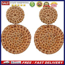 Rattan Earrings Geometric Retro Handmade Woven Straw Statement Circle Earrings