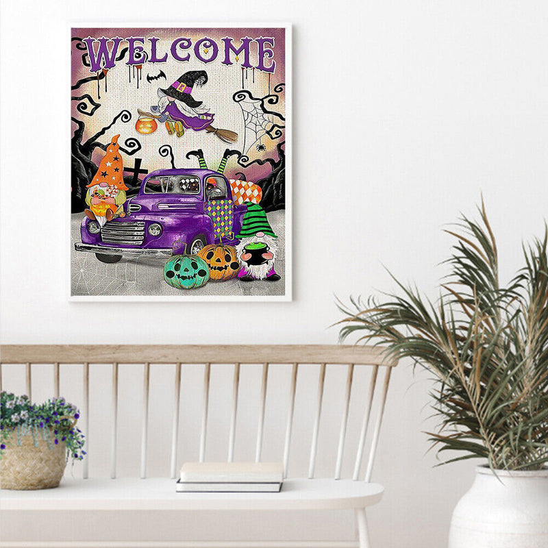 Frameless Oil Paint By Numbers Purple Gnome DIY Canvas Picture Craft Kit