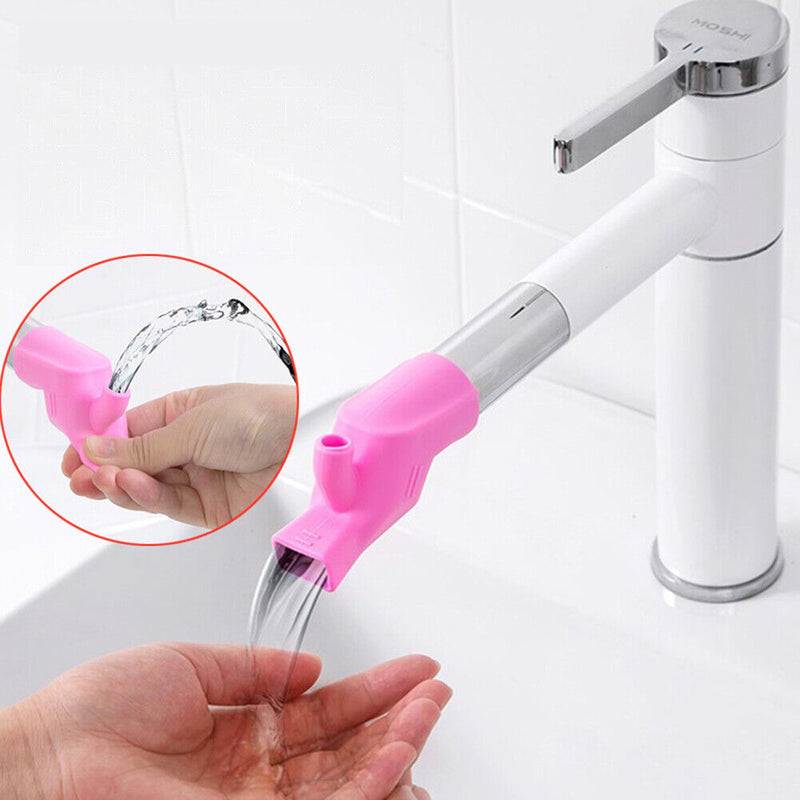 Silicone Faucet Extender Gadget Children Washing Splash-Proof Device (Pink)