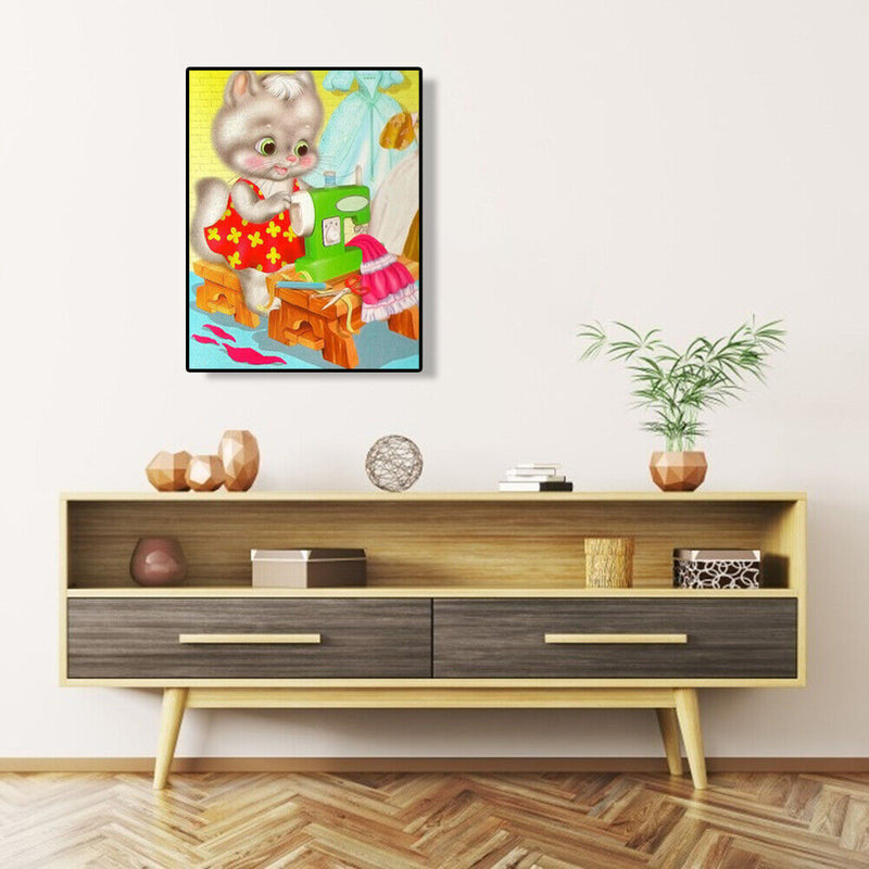 5D DIY Diamond Painting Kitten Sewing Embroidery Full Drill Cross Stitch Mosaic