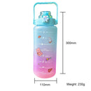 2000ML Large-capacity Water Bottle Frosted Straw Cup Leak-proof (Green) Newly