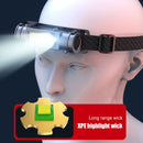 Built-in Battery USB DC Rechargeable Headlight Hiking Strong Headlamp w/ Ma