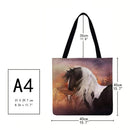 Horse Printed Shoulder Shopping Bag Casual Large Tote Handbag (40*40cm)