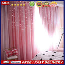 1pc Hollowed Star Shading Window Curtain Drapes Purdah for Living Room(Pink