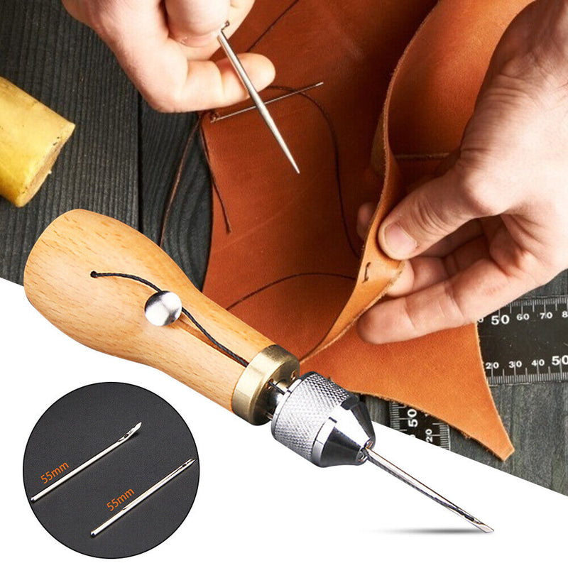 Sewing Leather Punch Awl Stitching Needle Hand Canvas Waxed Thread Repair Tool