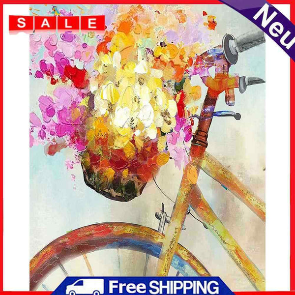 Bicycle Basketball Flower Frameless Oil Paint By Numbers Hand Painted Picture Kit