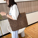 Straw Beach Bag Rattan Woven Shoulder Bag Large Summer Vacation Shopping Handbag