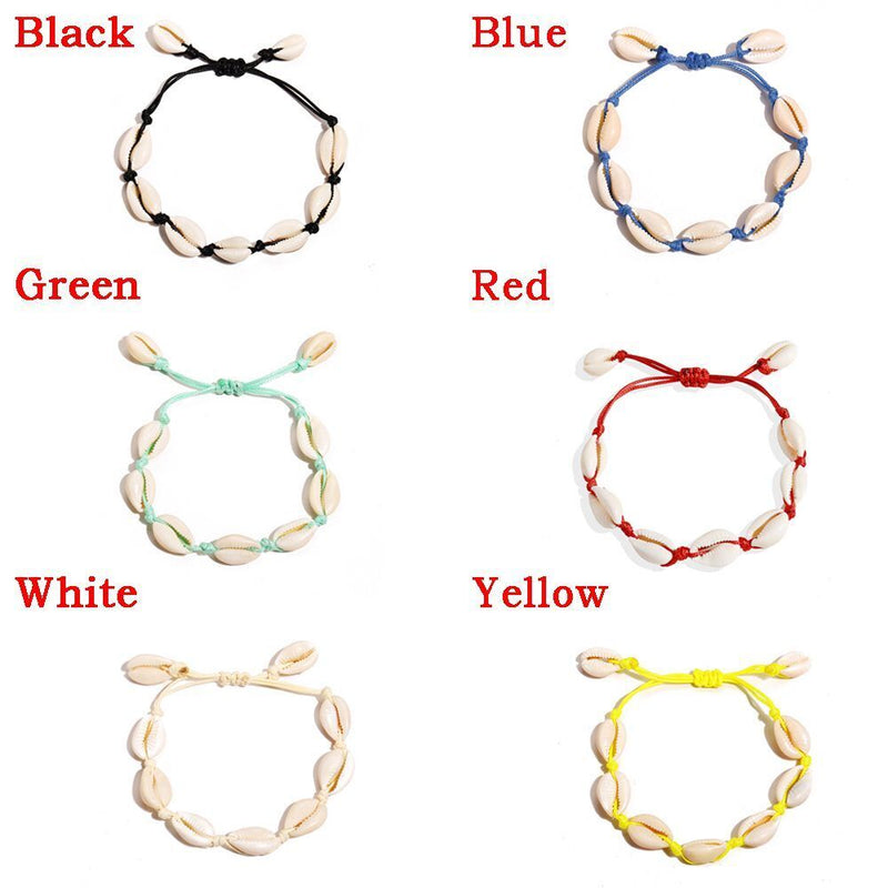 Women Girls Adjustable Cowrie Ankle Foot Chain Shell Bracelet Handmade Braided