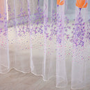 Flowers Print Translucent Curtains Windows Decor Tulle Sheer Drapes Purple