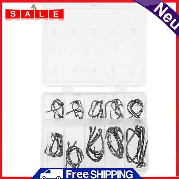50 Pcs/Set No.3-12 10 Types Black Nickel Hook Fishing Fishing Accessories