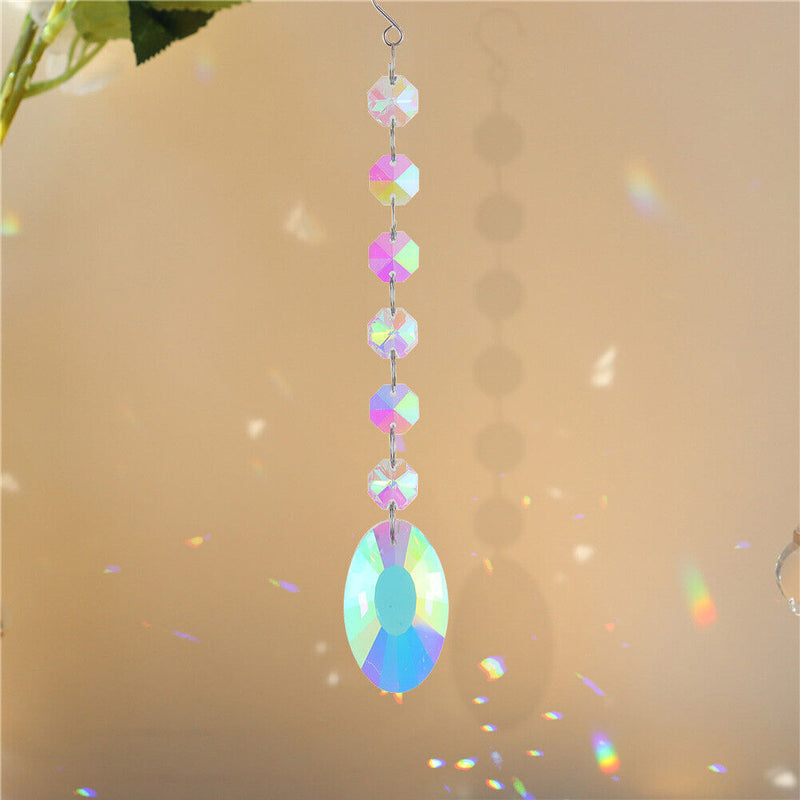 #A Crystal Windchimes AB Color Beads Window Craft Outdoor Garden Hanging Pendant