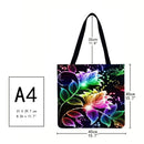Bright Flower Printed Shopping Bag, Casual, Large Capacity, Handtas