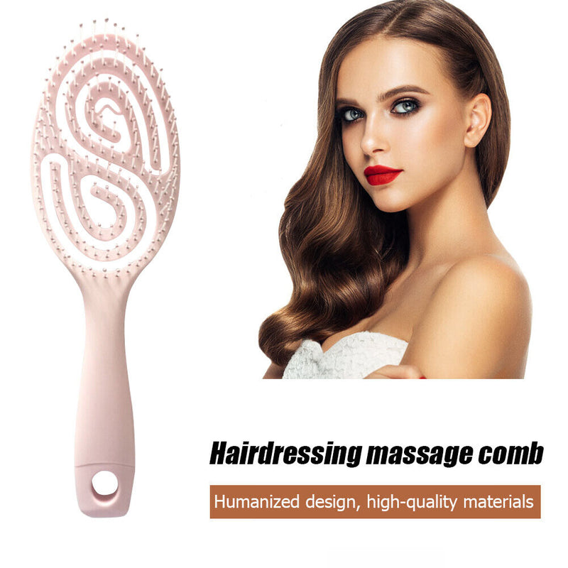 Detangling Hair Comb Scalp Massage Wet Curly Hair Brush Salon Tool (Pink) Newly
