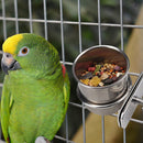 Bird Feeding Food Drinking Dish Stainless Steel Pet Birds Hanging Cage Bowl C