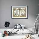 Partial Cross Stitch 14CT Old World Map Counted Embroidery DIY Needlework Kits