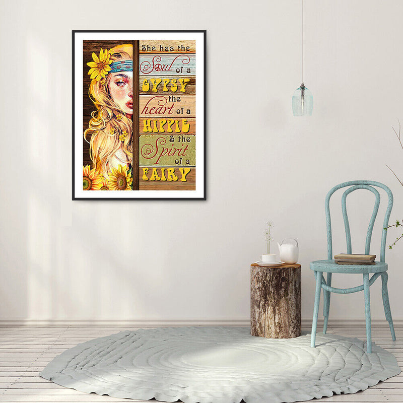 5D Diamond Painting Kit Letters Sunflower Girl Full Round Drill Rhinestone DIY