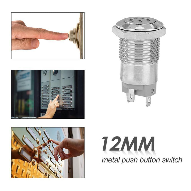 12mm Self-locking LED Metal Switch Instantaneous Waterproof Button (Blue)