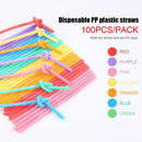 1000pcs Disposable Safe Plastic Color Straw with Extendable Elbow Design