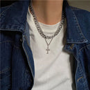 Party Hip-hop Double-layer Cross Pendant Necklace Cross Shape Clavicle Chain