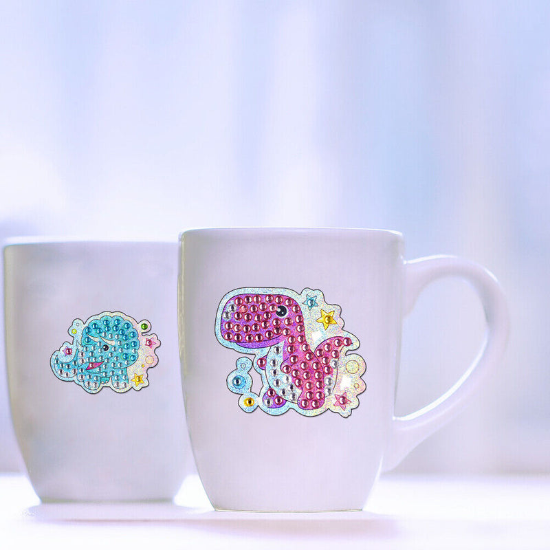 6pcs Phone Cup Book Decor Round DIY Stickers Dinosaur World Diamond Paintin