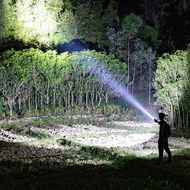 LED Powerful Torch Outdoor Emergency Waterproof 4 Gears Flashlight (Grey)