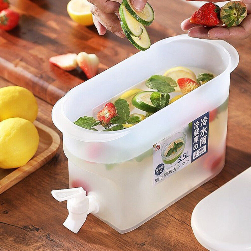 Cold Kettle with Faucet Refrigerator Lemonade Cool Juice Bucket Jug (White)