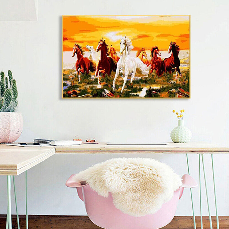 Digital Oil Painting By Numbers Kits Horse DIY Hanging Decor Room Wall Canvas