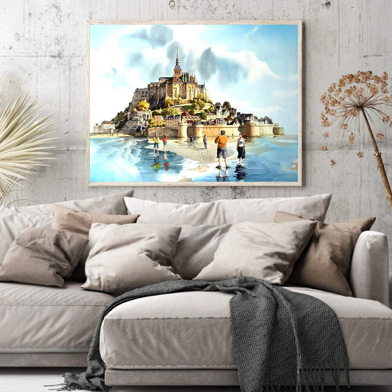 Castle Oil Paint By Numbers Kit DIY Acrylic Painting on Canvas Frameless