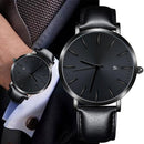 Occitop Wristwatch, Simple PU Leather Band, Mens, Teenagers, Date Display,