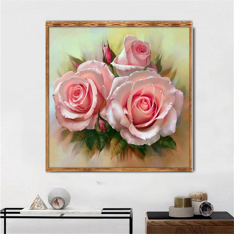 GLOBEAGLE 5D DIY Diamond Painting, Motif: Three Flowers, Cross Stitch, St