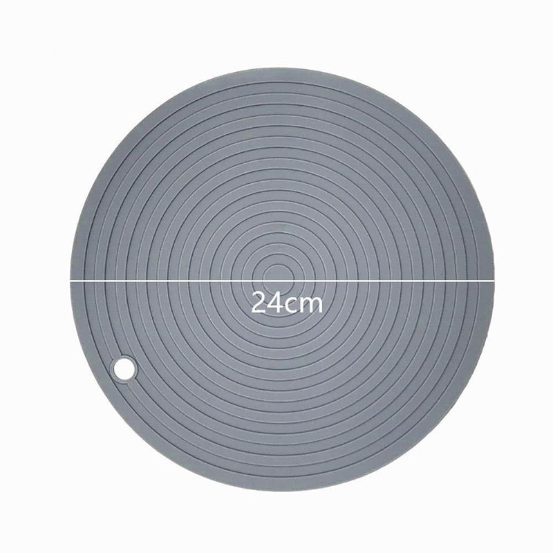 Round Silicone Heat Resistant Table Mat Anti-Scalding Placemat (Grey)
