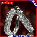 Shiny Crystal Studs Earrings Round Circle Women Rhinestone Ear Clip Jewelry Gift
