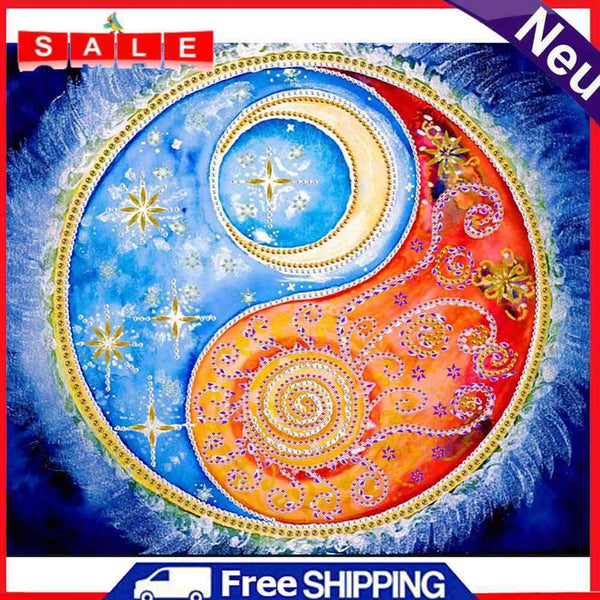 Partial Special Shape Drill Diamond Painting Sun and Moon Draw