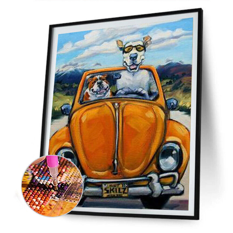 5D DIY Driving Dogs Full Square Drill Diamond Painting Kit Handicraft Art