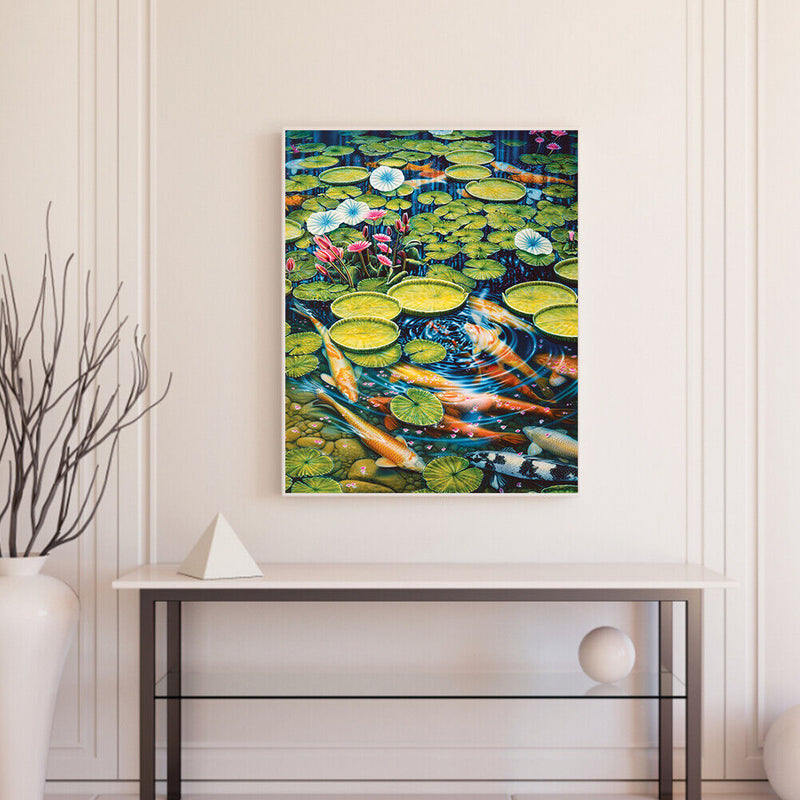 Lotus Pond Carp Oil Paint By Numbers Kit DIY Drawing Picture for Adults Hom