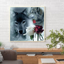 5D DIY Wolf Rose Full Round Diamond Painting Mosaic Picture Wall Rhinestone Kit