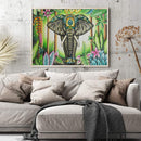 Elephant Acrylic Oil Paint By Numbers Canvas Drawing DIY Hand Painted Wall Art