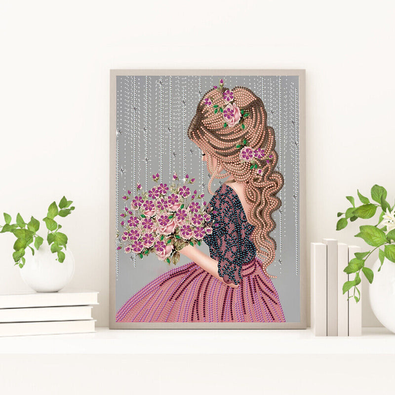 5D Diamond Painting Kit Girl Partial Special Shape Drill DIY Art (K025)