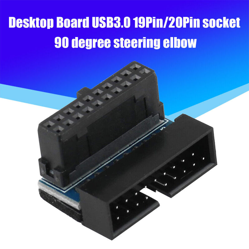 USB 3.0 20 Pin Male to Female Extension Adapter 90 Degree Angled for Motherboard