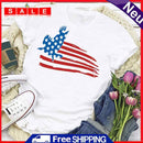 Independence Day Print Flag Tea T-Shirt (White XL)