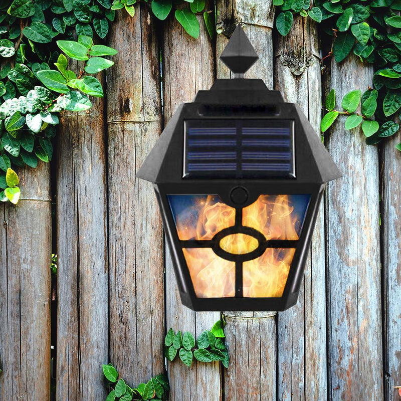 LED Solar Wall Light Retro Flame Torch Lamp Outdoor Waterproof Garden Lamp