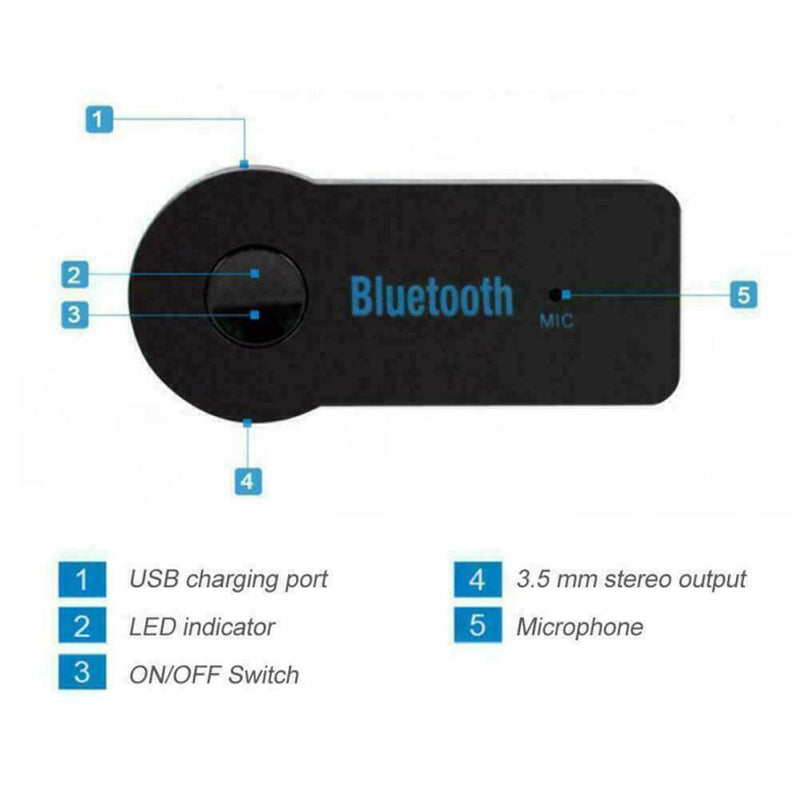 Wireless Bluetooth-compatible 5.0 Receiver 3.5mm AUX Car Stereo Kit Home F3N6