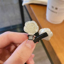 Milk White Color Girls Camellia Hair Accessories Barrettes Slid Clip Hairpin
