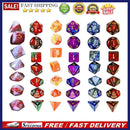 7cps 6 Set Multi Sided Digital Dices Colorful Acrylic Accessories for Board Game