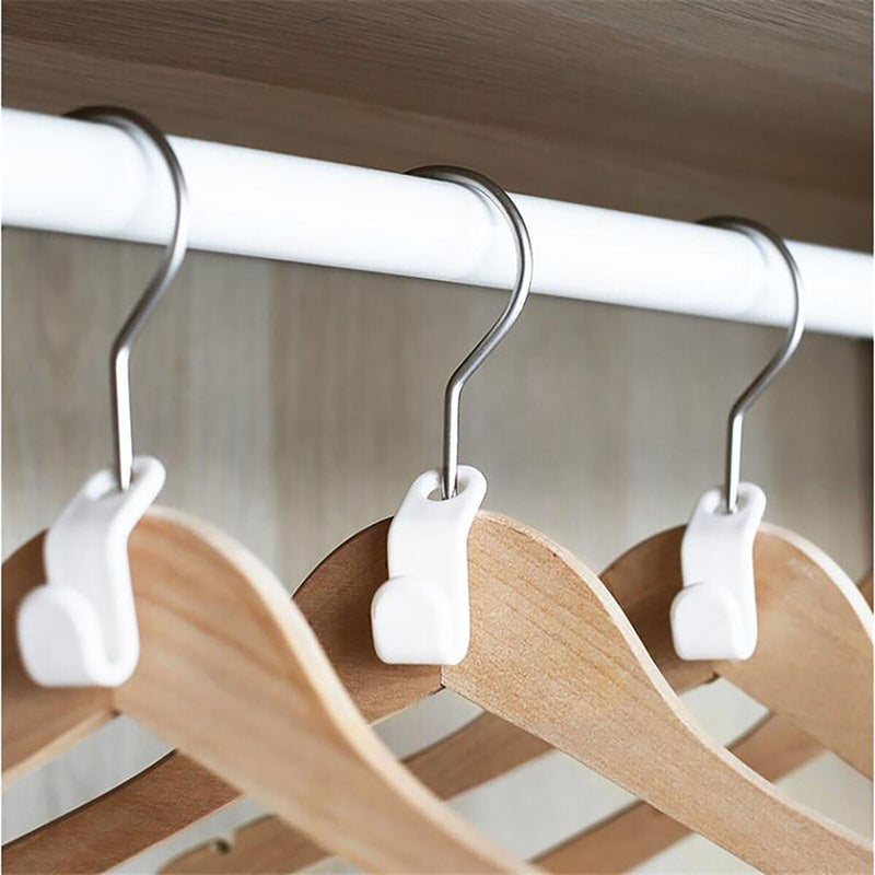 Plastic Clothes Hanger Connector Cascading Hook Space Saving Holder (12pcs)
